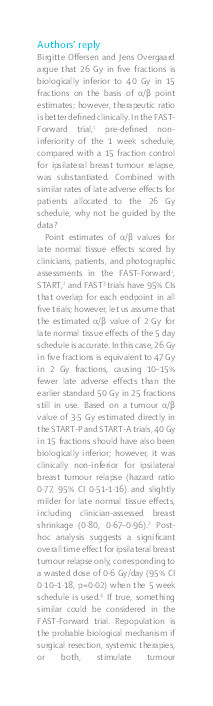 Breast cancer radiation therapy - Authors' reply. Thumbnail