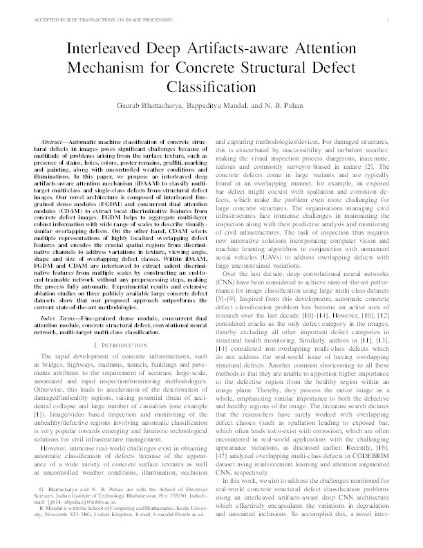 Interleaved Deep Artifacts-Aware Attention Mechanism for Concrete Structural Defect Classification. Thumbnail