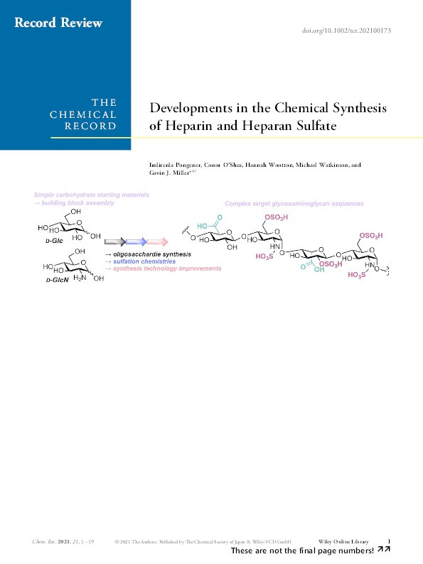 Developments in the Chemical Synthesis of Heparin and Heparan Sulfate Thumbnail