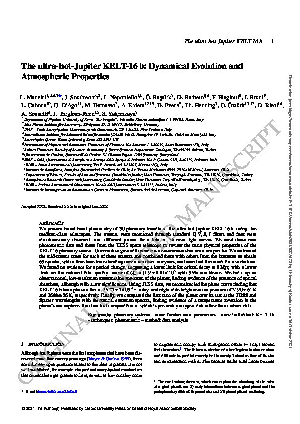 The ultra-hot-Jupiter KELT-16 b: Dynamical Evolution and Atmospheric Properties Thumbnail