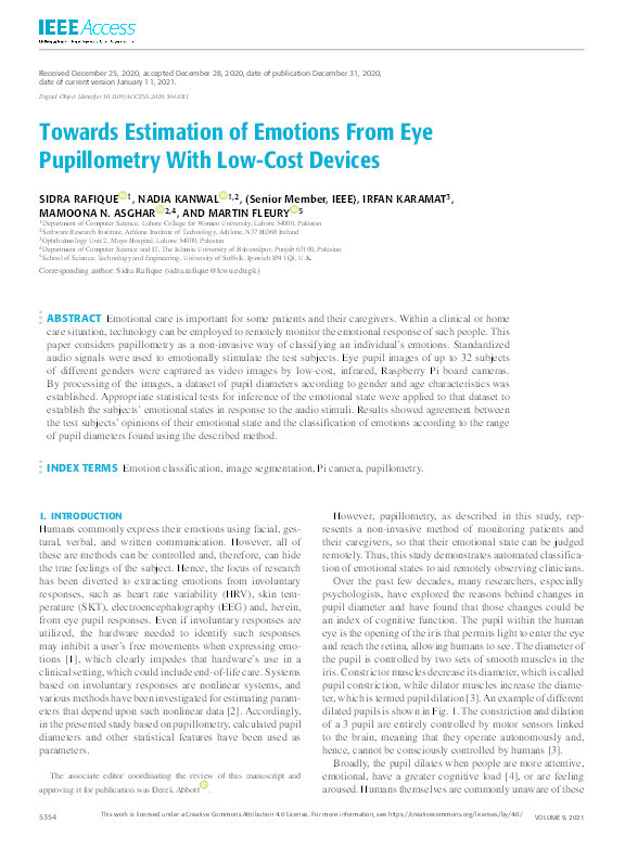 Towards Estimation of Emotions From Eye Pupillometry With Low-Cost Devices Thumbnail