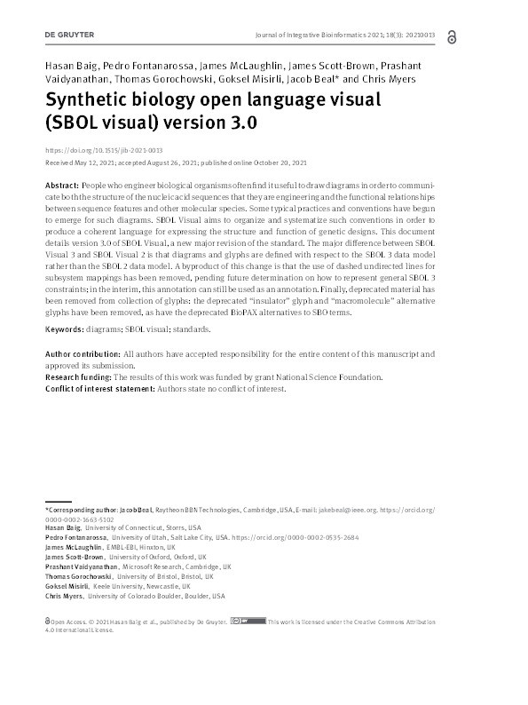 Synthetic biology open language visual (SBOL visual) version 3.0. Thumbnail