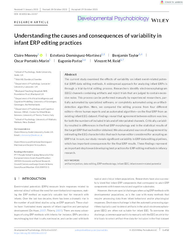 Understanding the causes and consequences of variability in infant ERP editing practices Thumbnail