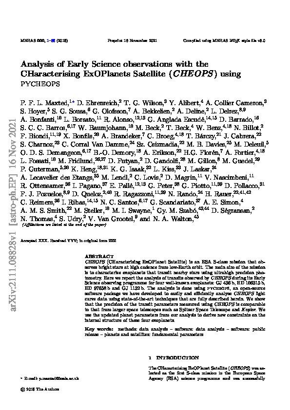 Analysis of Early Science observations with the CHaracterising ExOPlanets Satellite (CHEOPS) using pycheops Thumbnail