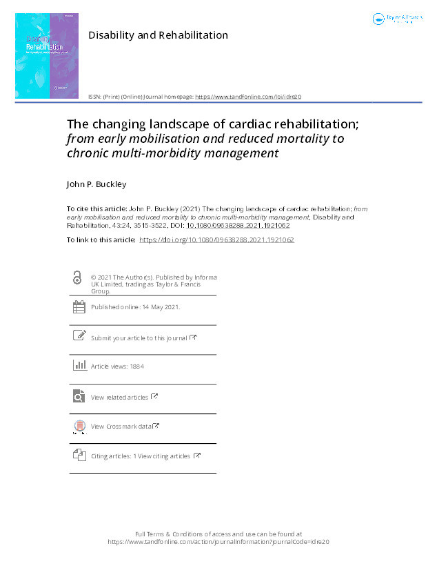 The changing landscape of cardiac rehabilitation; from early mobilisation and reduced mortality to chronic multi-morbidity management Thumbnail