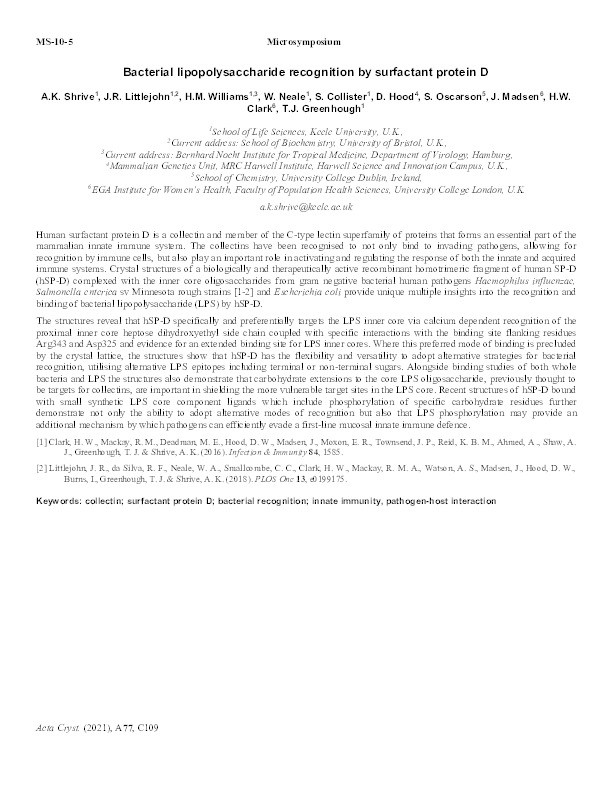 Lipopolysaccharide recognition by human surfactant protein D Thumbnail