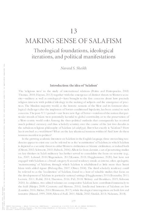 Making Sense of Salafism: Theological foundations, ideological iterations, and political manifestations Thumbnail