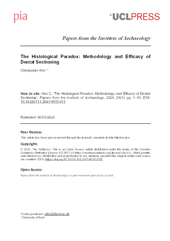 The Histological Paradox: Methodology and Efficacy of Dental Sectioning Thumbnail