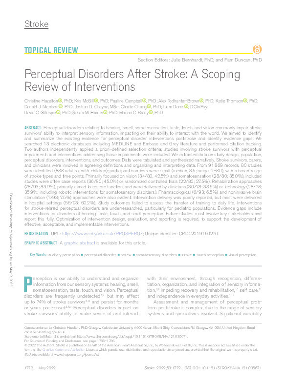 Perceptual Disorders After Stroke: A Scoping Review of Interventions. Thumbnail