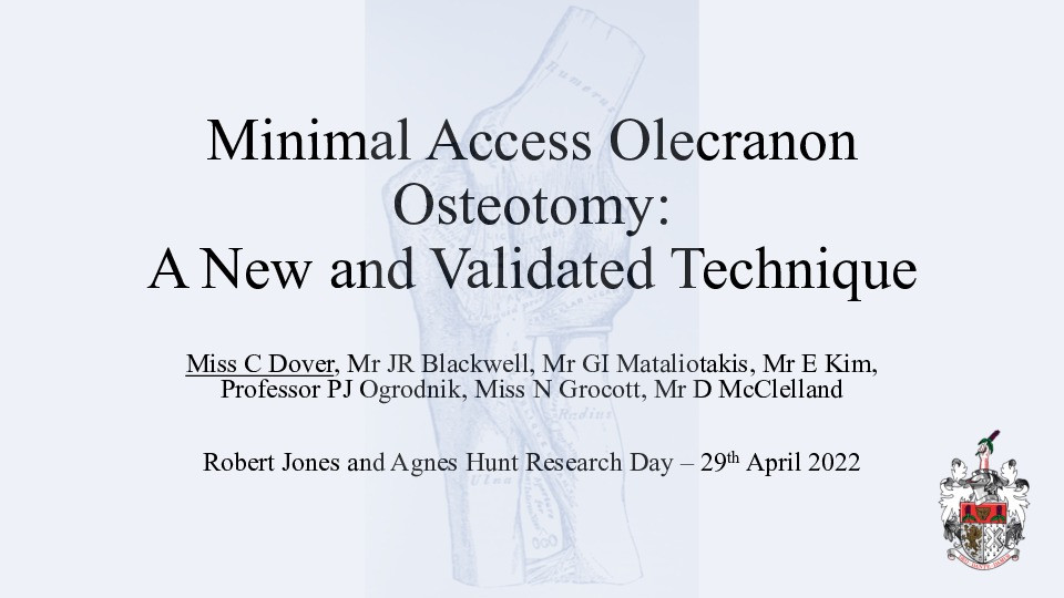 Minimal Access Olecranon Osteotomy: A New and Validated Technique Thumbnail