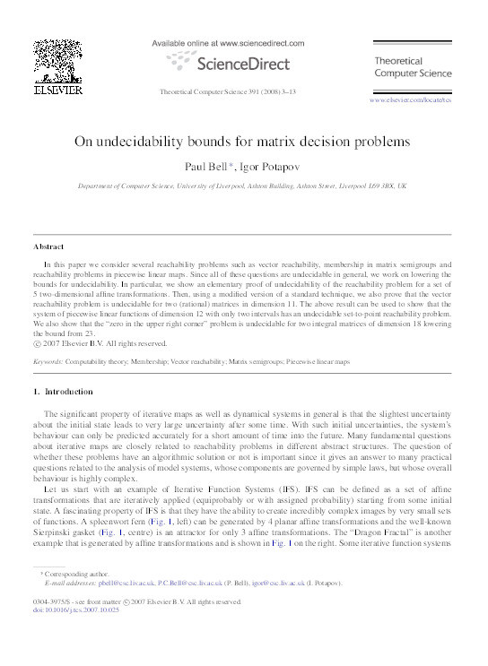 On undecidability bounds for matrix decision problems Thumbnail