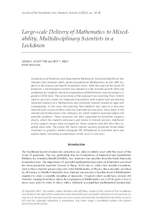 Large-scale Delivery of Mathematics to Mixed-ability, Multidisciplinary Scientists in a Lockdown Thumbnail