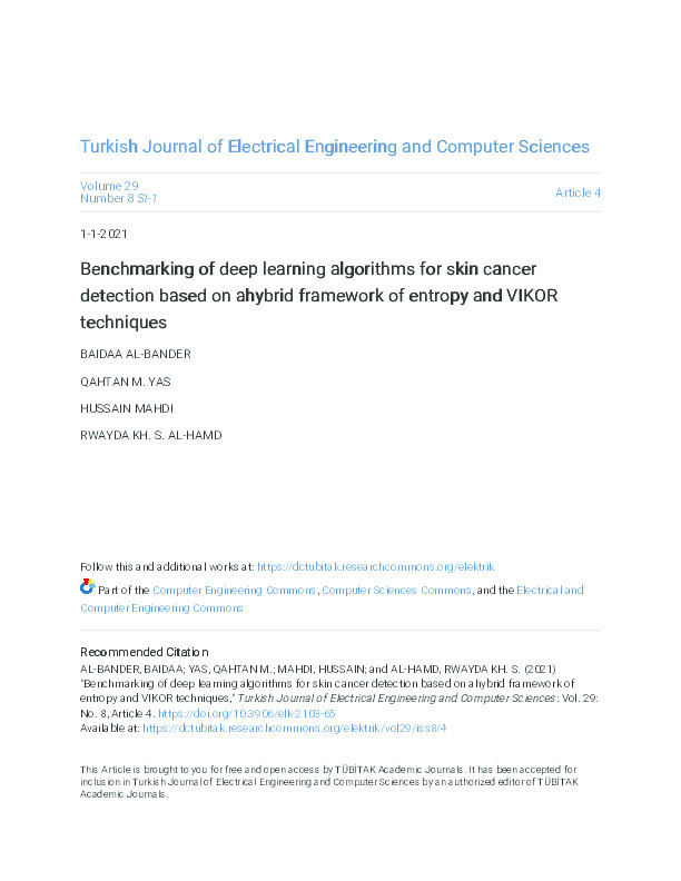 Benchmarking of deep learning algorithms for skin cancer detection based on a hybrid framework of entropy and VIKOR techniques Thumbnail