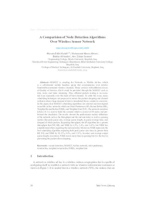 A Comparision of Node Detection Algorithms Over Wireless Sensor Network Thumbnail
