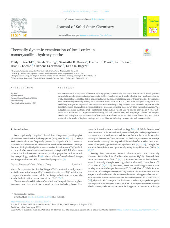 Thermally dynamic examination of local order in nanocrystalline hydroxyapatite Thumbnail