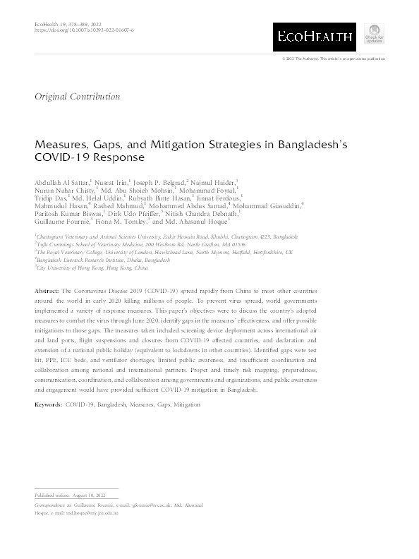 Measures, Gaps, and Mitigation Strategies in Bangladesh’s COVID-19 Response Thumbnail