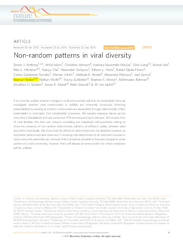 Non-random patterns in viral diversity Thumbnail