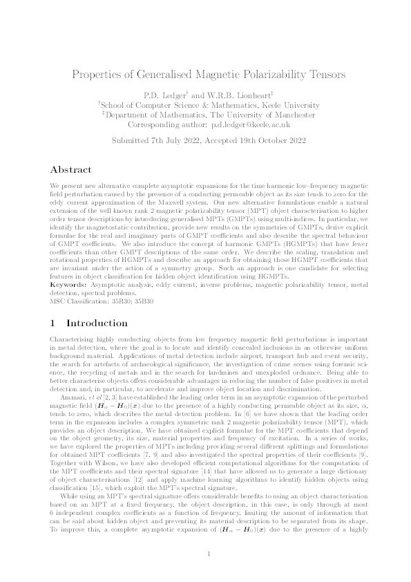 Properties of Generalised Magnetic Polarizability Tensors Thumbnail