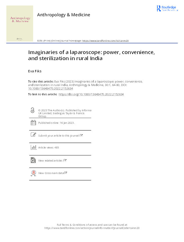 Imaginaries of a laparoscope: power, convenience, and sterilization in rural India Thumbnail