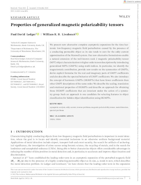 Properties of generalized magnetic polarizability tensors Thumbnail