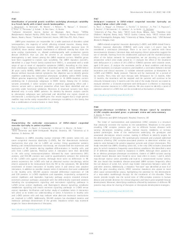 Genotype-phenotype correlations in human diseases caused by mutations of LINC complex-associated genes: a systematic review and meta-summary Thumbnail