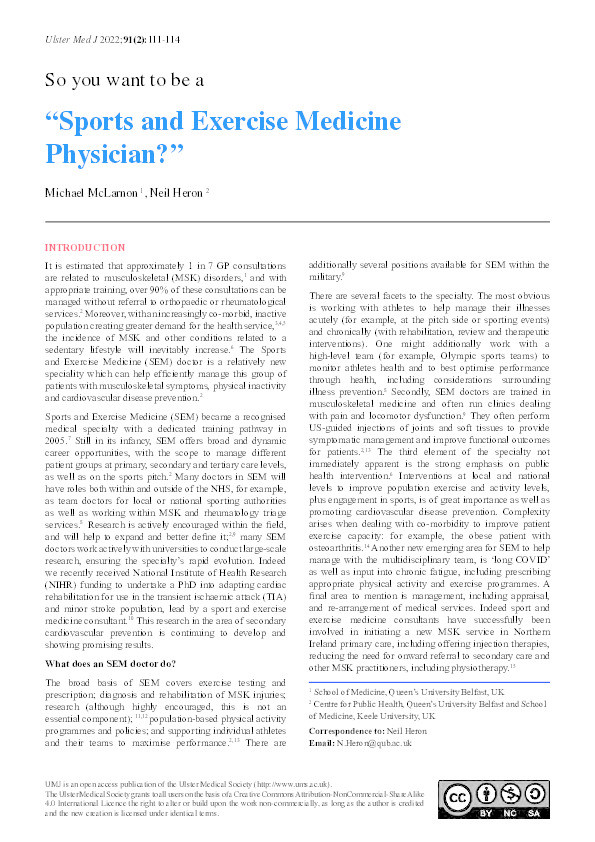 "Sports and Exercise Medicine Physician?". Thumbnail