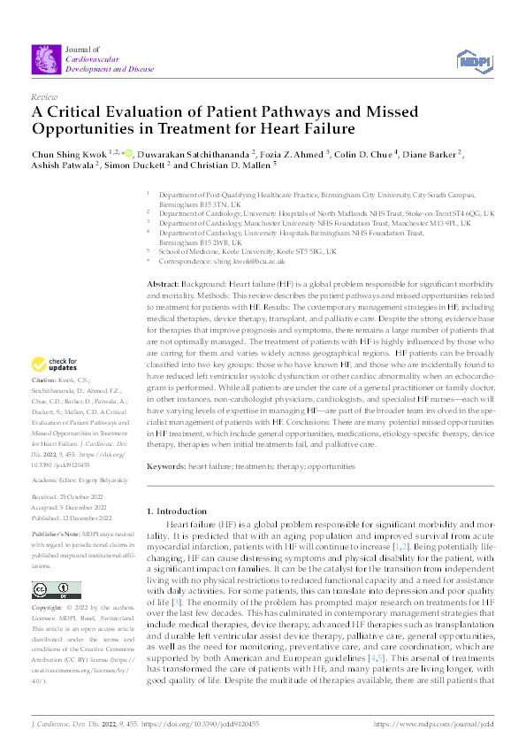 A Critical Evaluation of Patient Pathways and Missed Opportunities in Treatment for Heart Failure. Thumbnail