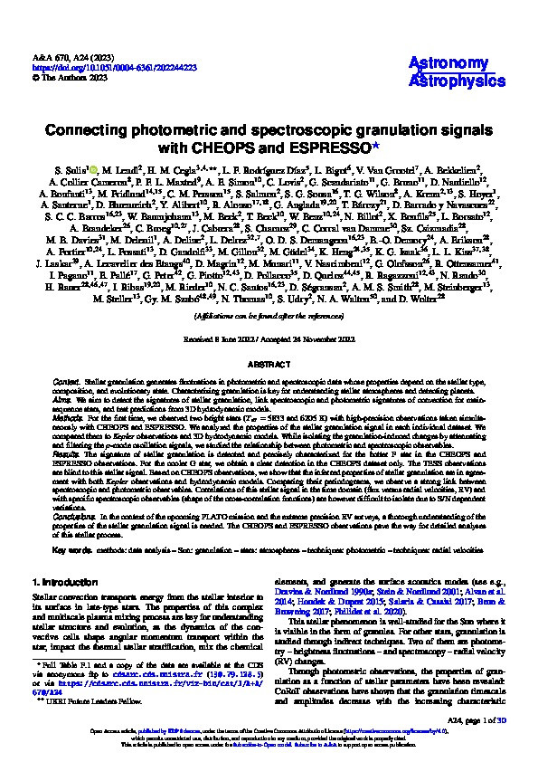 Connecting photometric and spectroscopic granulation signals with CHEOPS and ESPRESSO Thumbnail