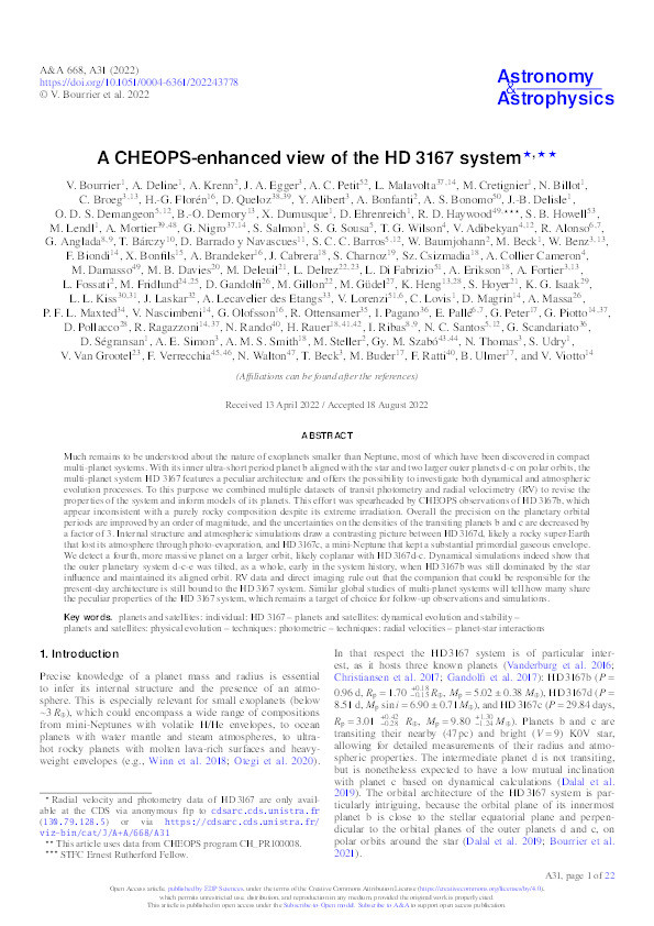 A CHEOPS-enhanced view of the HD 3167 system Thumbnail