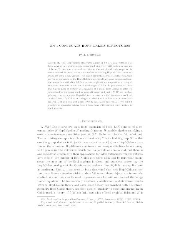 On ρ-conjugate Hopf–Galois structures Thumbnail