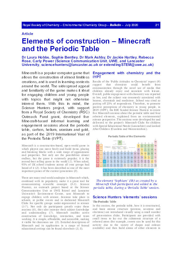 Elements of construction: Minecraft and the periodic table Thumbnail