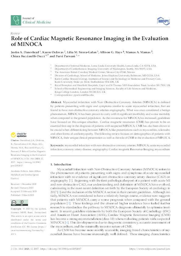 Role of Cardiac Magnetic Resonance Imaging in the Evaluation of MINOCA Thumbnail