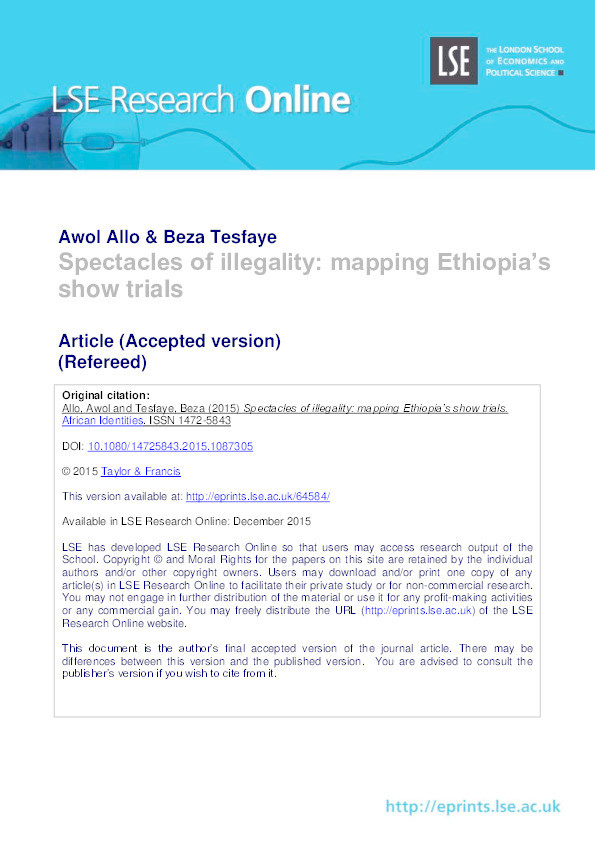 Spectacles of Illegality: Mapping Ethiopia’s Show Trials Thumbnail