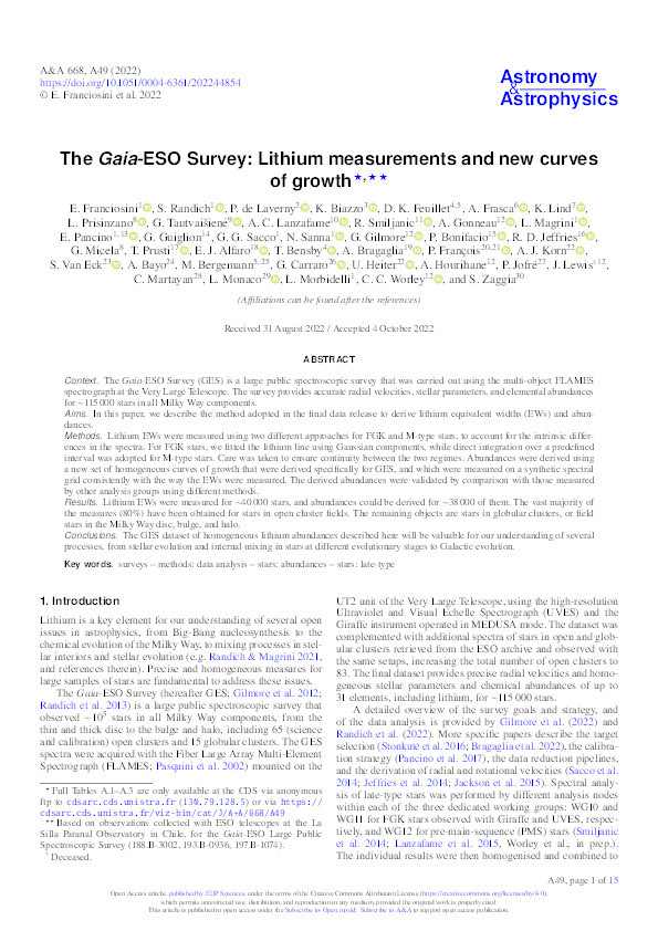 The Gaia-ESO Survey: Lithium measurements and new curves of growth Thumbnail