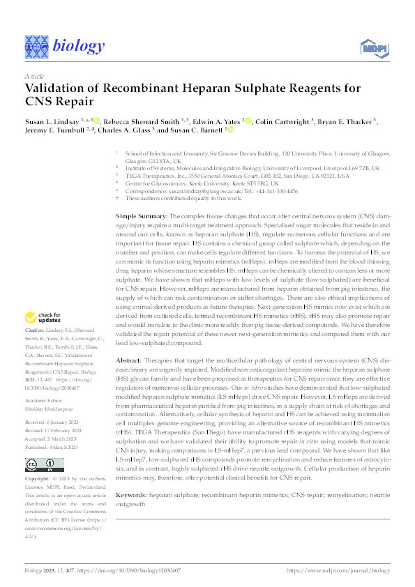 Validation of Recombinant Heparan Sulphate Reagents for CNS Repair. Thumbnail