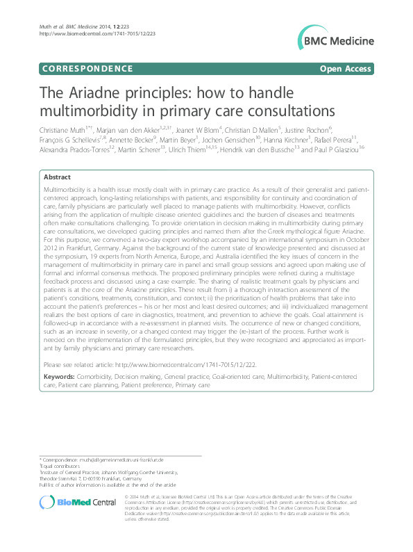 The Ariadne principles: how to handle multimorbidity in primary care consultations. Thumbnail