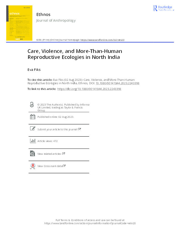 Care, Violence, and More-Than-Human Reproductive Ecologies in North India Thumbnail
