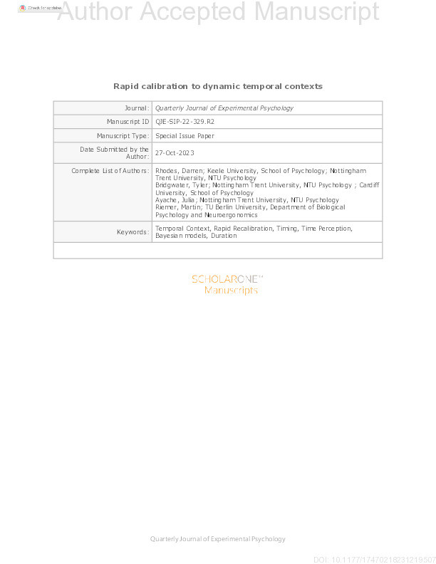 Rapid calibration to dynamic temporal contexts Thumbnail