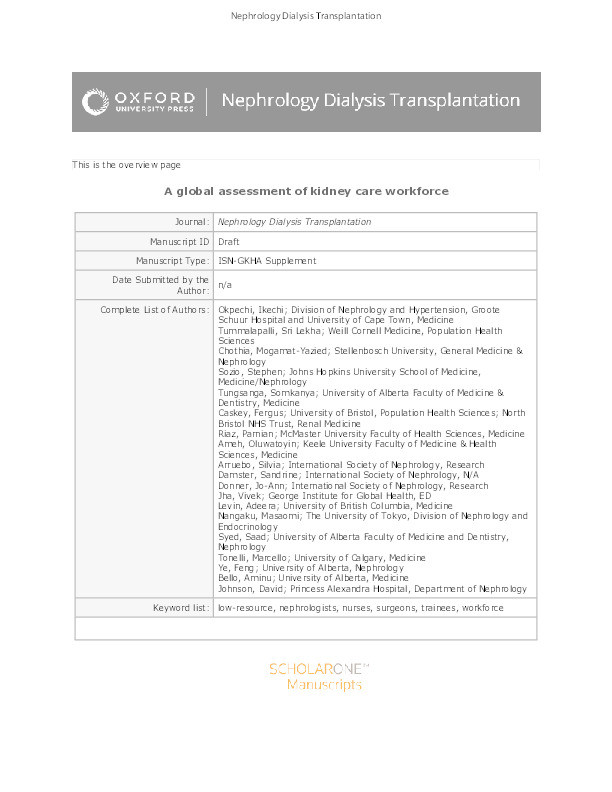 A global assessment of kidney care workforce Thumbnail