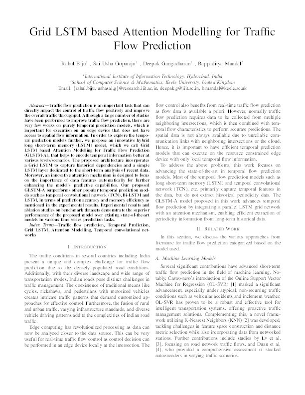 Grid LSTM based Attention Modelling for Traffic Flow Prediction Thumbnail